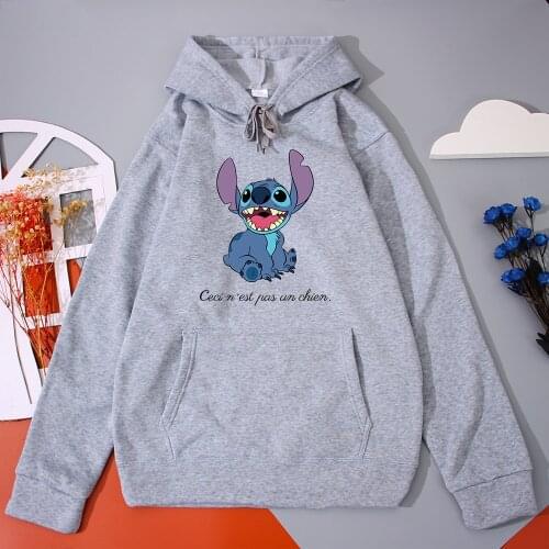 Disney Lilo & Stitch Women Hoodies Cartoon Aesthetic Womens Clothes Hip Hop Funny Y2K Hooded Sweatshirts Vintage Aesthetic Tops