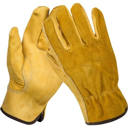 1 Pair Gardening Leather work Gloves Anti-scald Wear-resistant Tearing-resistant Puncture Proof Unisex Work Gloves