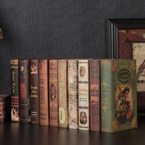 10CS old vintage Decor fake book decoration simulation room hotel cafe Shelf Bookcase props