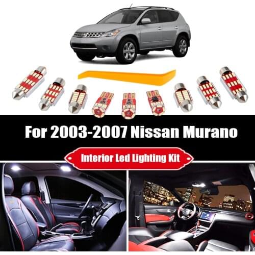13 Bulbs For 2003-2006 2007 Nissan Murano White Car LED Interior Ceiling Light Package Kit Map Door Trunk License Plate Lamp