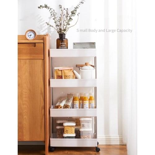 2/3/4 Layer Kitchen Shelf on Wheels Bathroom Organizer Storage Rack Removable Trolley Fridge Side Gap Storage Holder