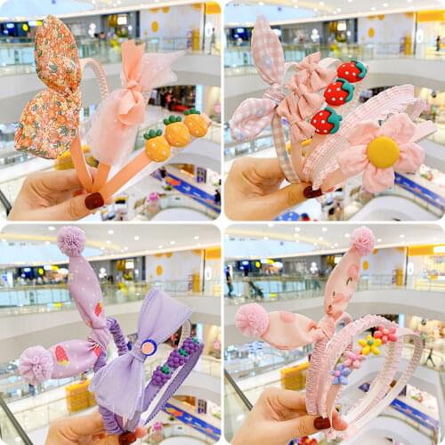 2/3/5 Pcs/Set Girls Sweet Cute Cartoon Flower Bow Hairbands Baby Children Colorful Hair Hoop Headbands Kids Hair Accessories
