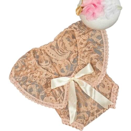 2 Pcs/Set 0-1Month Newborn Photography Props Baby Headband Lace Romper Bodysuits Outfit Baby Girl Costume Photo Shooting