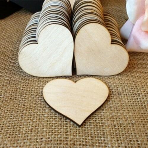 200PCS Wooden Heart DIY Kids Birthday Party Supplies DIY Scrapbook Crafts Wedding Decoration Valentines Day