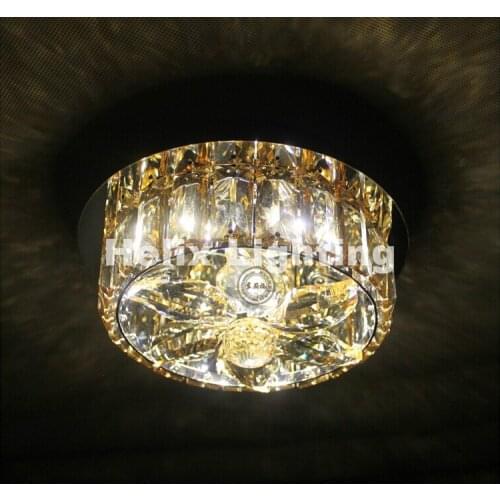 2017 D200mm Modern LED Ceiling Lamp Flush Mount K9 Crystal Ceiling Lights 90-265V 9W Hallway Bed Room Foyer Light Free Shipping
