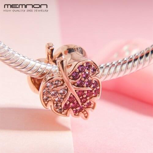 2019 New autumn Rose Sparkling Pave Leaf Charms 925 sterling Silver bead fit Bracelet Necklace DIY for women Memnon fine Jewelry