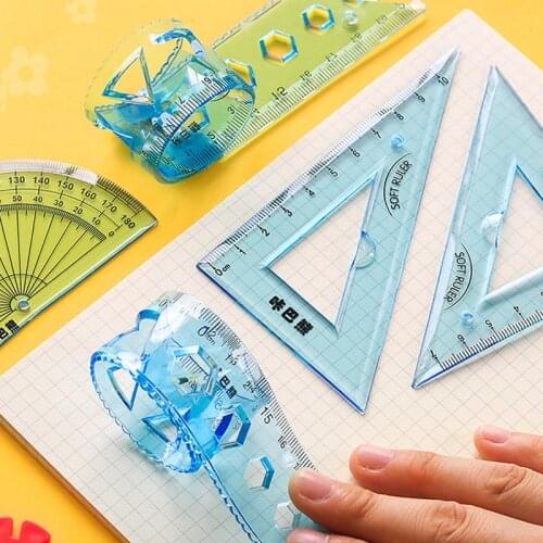 4Pcs/set Flexible ruler Students school supplies Stationery soft ruler set Candy Color Cute Measuring Tool Gift 15cm/20cm