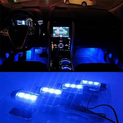 4Pcs Car Interior Atmosphere Lights Car Decoration Blue Led Light LED Modified Atmosphere Light for Auto Car Vechile Lamp Decor