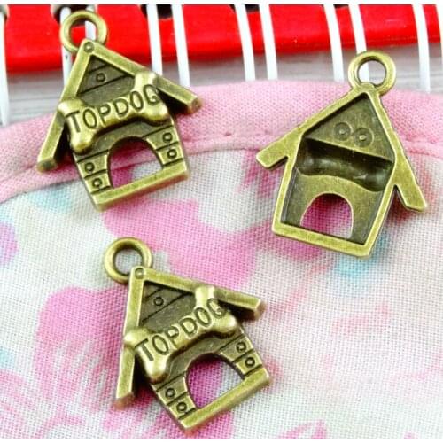 60pcs Antique Bronze Kennel dog house Charm Pendant DIY Necklace Bracelet Findings 19.2*16.7MM