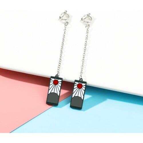 Anime Demon Slayer Kimetsu no Yaiba Acrylic Earrings Tanjirou Kochou Shinobu Butterfly Cosplay Drop Earrings Jewelry