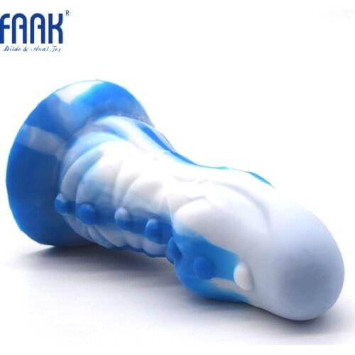 FAAK colorful anal plug silicone butt plug with suction cup white blue pumpy sex toys for men women vagina masturbate anal dildo