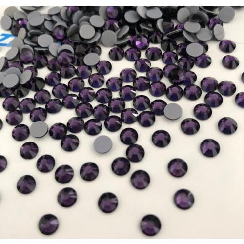 Free Shipping! SS6 to SS30 All Size Purple Velvet Color Hot Fix Iron On Rhinestone