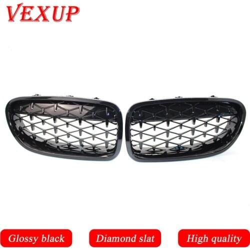 A Pair 5 Series Diamond Glossy Black M5 Style Front Kidney Grille Grill For BMW F10 F18 520i 523i 525i 530i 535i 2010-2016