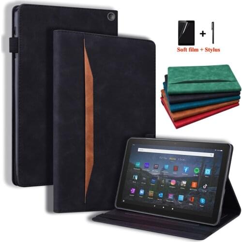 For Amazon Fire HD 10 HD10 2021 2019 2017 Case PU Leather Business Folio Smart Cover for Funda Fire HD 10 Plus Case 2021 2019