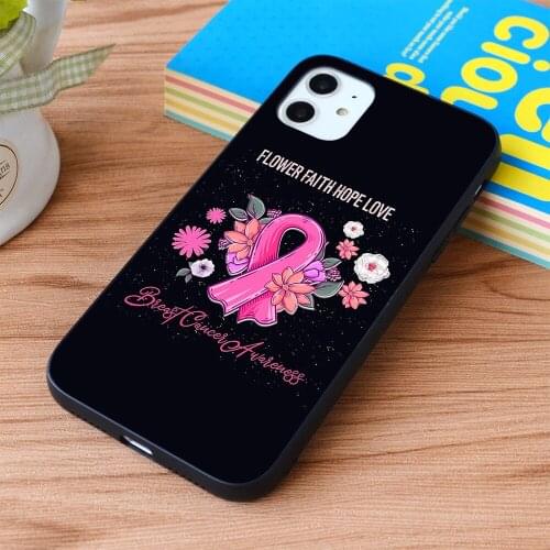 For iPhone Flower Faith Hope Love Breast Cancer Awareness Soft TPU border Apple iPhone Case