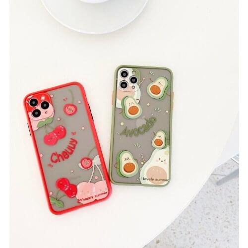 Avocado cherry Phone Case For iphoe X XS Max Case For iphone 6 6s 7 8 plus 11 Pro Max Cover Fashion Cute Cartoon Soft Cases Capa