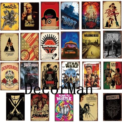 [ DecorMan ] Movie Snatch God Father Walking Dead Easy Rider TIN SIGN Custom wholesale Mural Paintings Cafe Room Decor LTA-1713