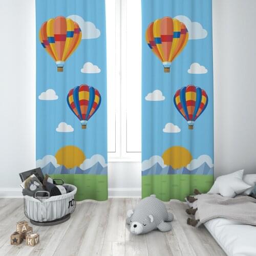 Curtains Children 3D Printed Decorative Items Home Childrens Room Air Balloon Sun Model 014