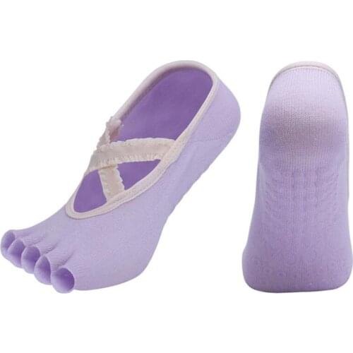 Women Cotton Yoga Backless Five Toe Socks Breathable Anti-Slip Silicone Sport Pilates Anklet Gym Fitness Dance Ballet Slippers