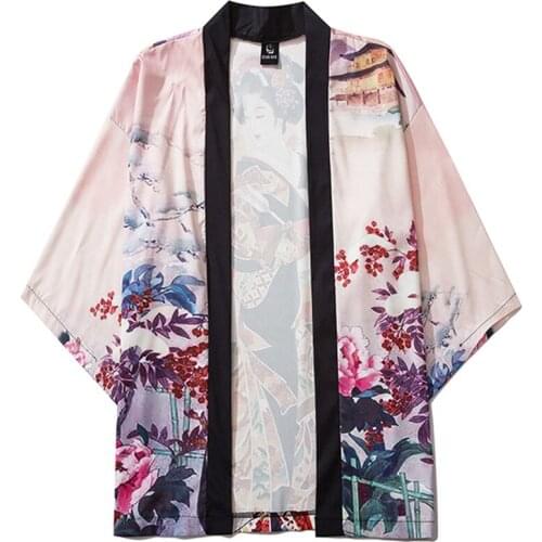 Kimono Men Japanese Kimono Traditional male kimono cardigan men harajuku streetwear samurai costume yukata male haori obi