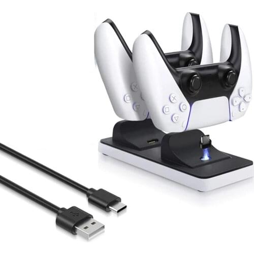 Dual Port Gamepad Controller Charging Dock Stand Game Joystick Charger Dock Base Power Supply Support for Sony PS5 Playstation 5
