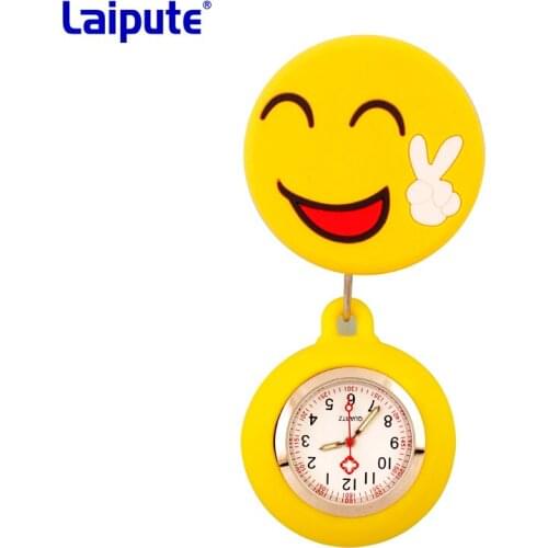 Cat lovely cartoon design scalable soft rubber nurse pocket watches ladies women doctor smile Medical watches