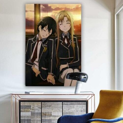 Sword Art Online Asuna and Kirito Poster Japanese Anime Manga Wall Art Print Decor High Quality Print