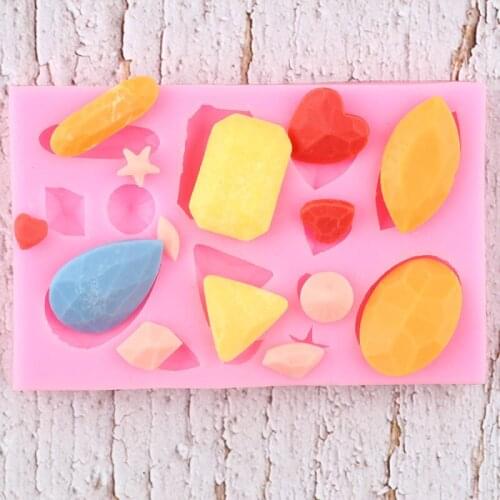Mini Gem Diamond Border Silicone Mold DIY Wedding Cupcake Topper Fondant Cake Decorating Tools Chocolate Candy Resin Clay Mould