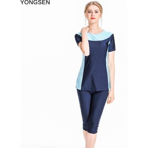 YONGSEN Muslim Swimsuit Modest Islamic Suit 3 Pieces Connected Hijab Arab Swimwear Burning Islam Women Flowers Clothing Burkinis