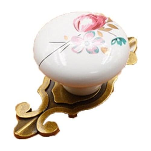 New Fashion 1005 Vintage Alloy Gasket Ceramic Cupboard Handles Single Hole Cabinet Handles With Screws Handles Drop Shipping