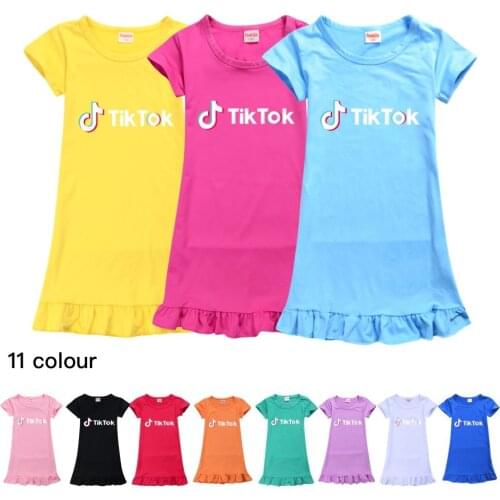 TIK TOK New Baby girls Nightdress Girls Pajamas Dresses Children dress Summer Nightgown Home Clothes Kids Sleepwear