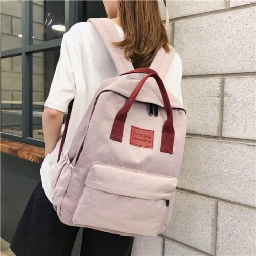 New Korean Canvas Backpacks Female Fashion Totes College Style Student School Bag Teen Girls Travel Shoulder Bag Simple Bookbag