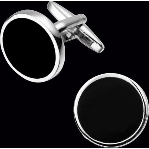 DY New and high quality brass material, black round cufflink mens wedding, French shirts, cuff links