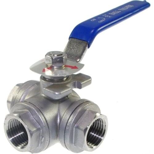 NEW style1/2" 3 Way Female BSPT 316 SS Type T Mountin Pad Ball Valve Vinyl Handle stainless steel