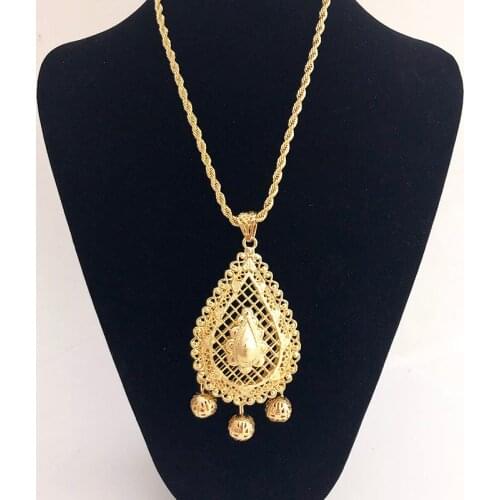 Algeria Necklace Water Drop Shape Long Chain Necklace Heart Hollow Caften Accessories Middle East Country Sweater Chain