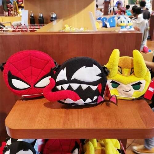 Authentic Super Heroes Spiderman Venom loki wallet Coin bag Plush Toy