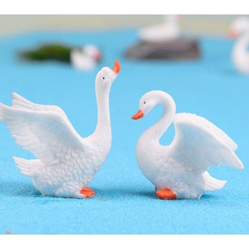 Mini Animal Figurine Resin Goose Swan Model Decoration Micro-landscape Fairy Garden Ornament for Fish Tank Bonsai CLH@8