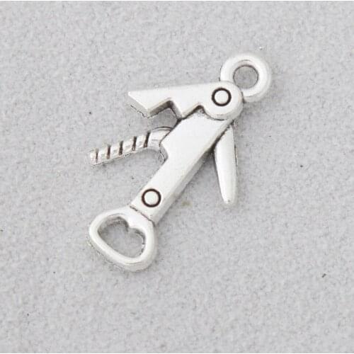 RAINXTAR Fashion Alloy Daily Use Bottle Opener Charms Vintage Corkscrew Tool Charms 12*21mm 100pcs AAC1526