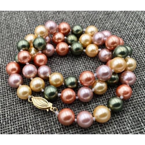 8MM SOUTH SEA Multicolor shell PEARL NECKLACE 18"