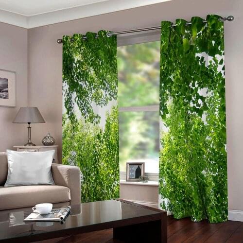 Modern Photo Curtain Green landscape Curtains For Window Kitchen Door Green Window Curtain Living Room