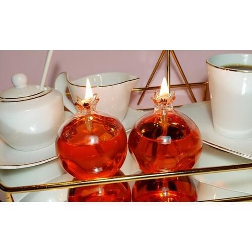 Viyale Store Pomegranate Model Glass Oil Lamp Dual Set