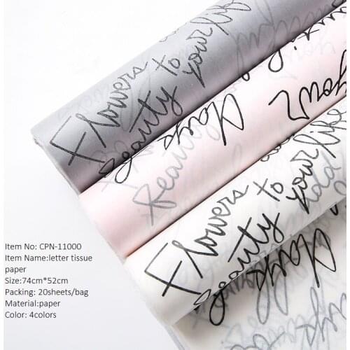 Flower Wrapping Tissue Paper Material 20pcs English Letter Shoes Gift Packaging Paper Florist Supplies Home Decoration 52*74cm