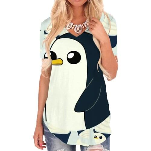 Giyu Brand Penguin T-shirt women Animal T-shirts 3d Lovely V-neck Tshirt Harajuku Tshirts Printed Womens Clothing Punk Rock