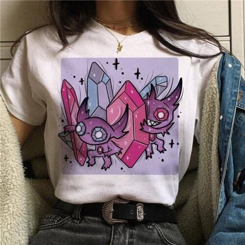 Girl Kawaii Aesthetic Top Tee T-shirts Women Japanese Anime Print Grunge Steampunk Tee Gothic Female Harajuku Summer Clothing