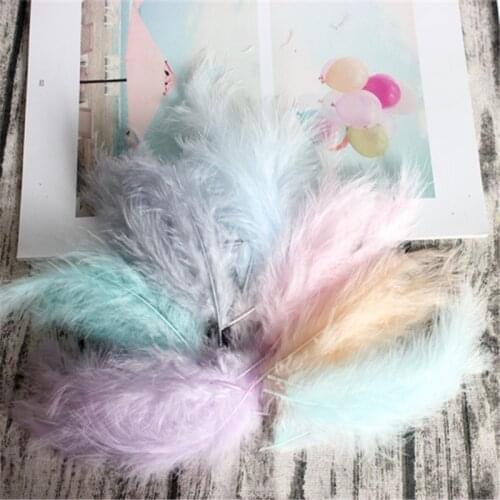 100pc 4-6In Natural Plumes Macaron color Turkey Marabou Feather Plume Wedding Dress DIY Jewelry Decor Accessories Feather
