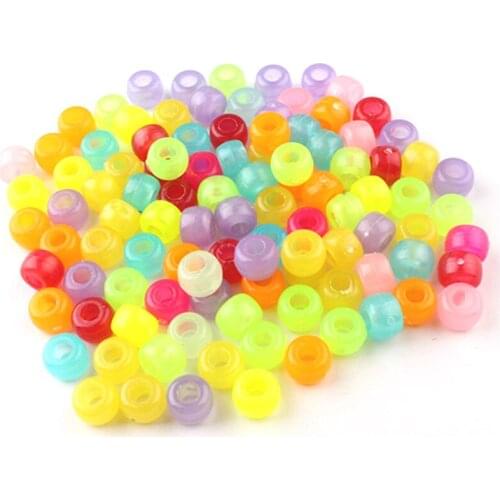 100 Pcs Color Hair Braid Rings Acrylic Luminous Accessories for Women Girls Dreadlocks Beads Circle Styling Tool Hole 4.5mm