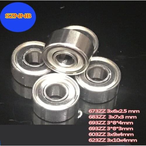 10PCSMR63zz Bearing 3x6x2.5mm 673ZZ 3x7x3mm683ZZ 3X8X4mm693ZZ 3x9X4mm603ZZ 3X10X4mm623ZZMiniature Ball Bearing z3V3 Quality