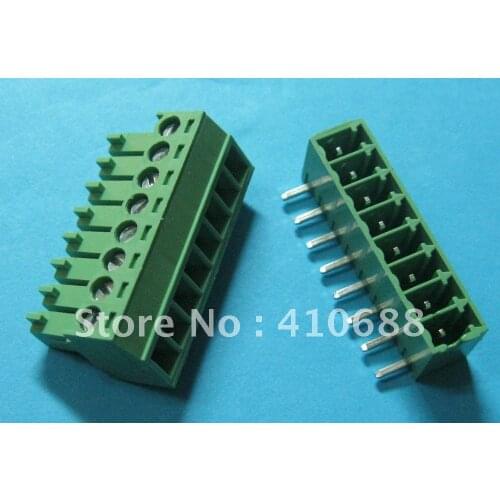 200 Pcs Pitch 3.81mm Angle 8way/pin Screw Terminal Block Connector Green Color T Pluggable Type