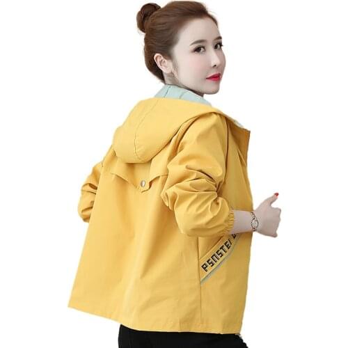 2021 New Autumn Womens Jacket Long Sleeve Zipper Pocket Windbreaker Female Coat Hooded Casual Basic Jackets Outerwear Plus Size