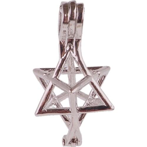 5pcs Copper Fairy Pentagram can be opened Beads Pearl Cage Pendant Locket Finding Fairytale Party Essential Oil Diffuser Gift